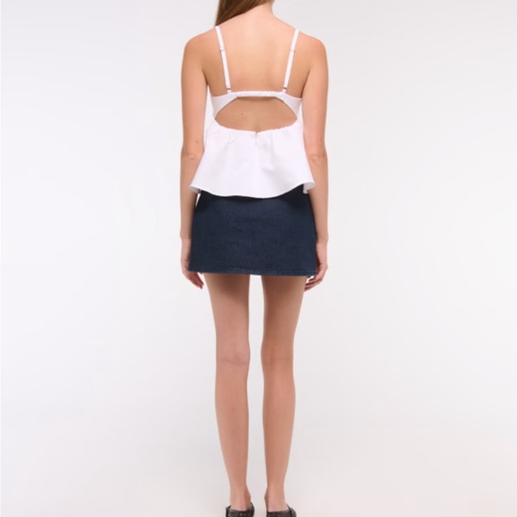 Abercrombie & Fitch White Poplin Peplum Camisole Tank Top Size L - Picture 4 of 9